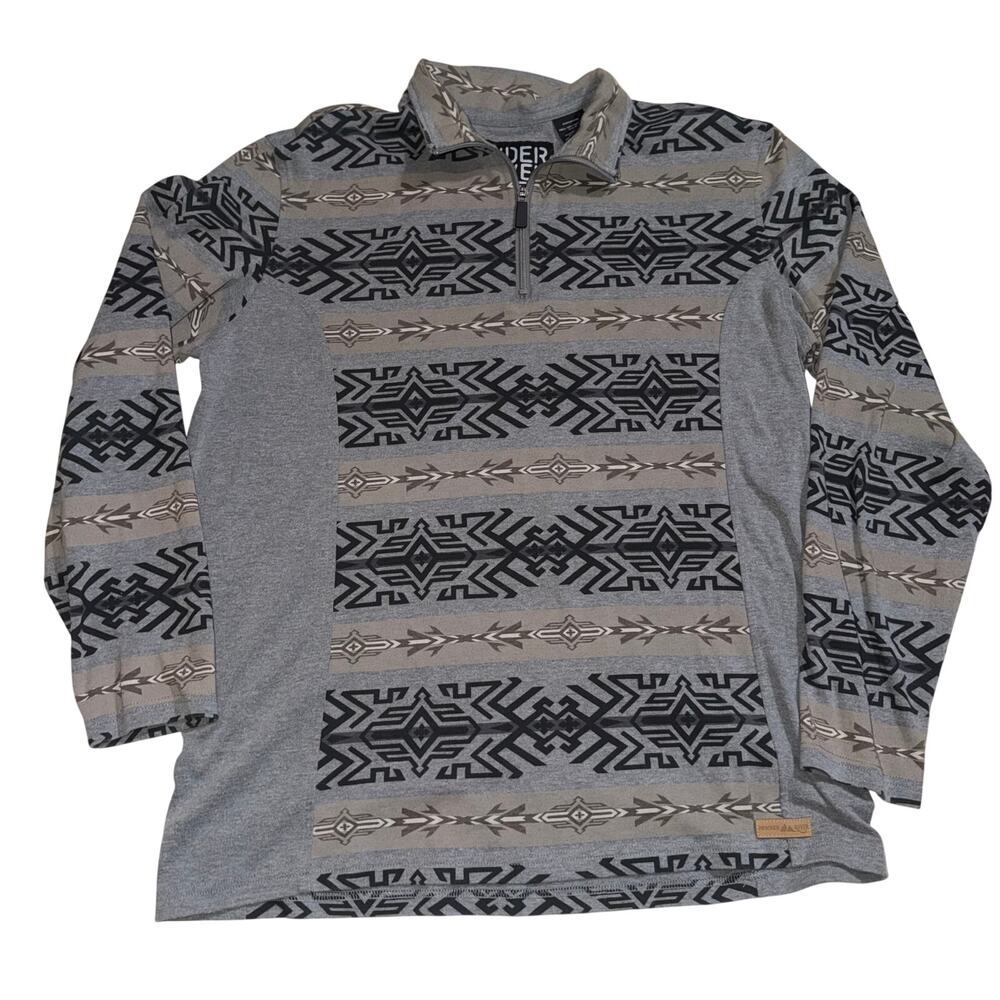 Panhandle men’s Aztec heather Henley grey sweatshirt